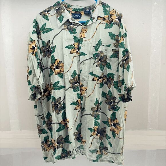 Puritan Mens Large Rayon Floral All Over Rayon Hawaiian Shirt Relax Comfort - Picture 1 of 5